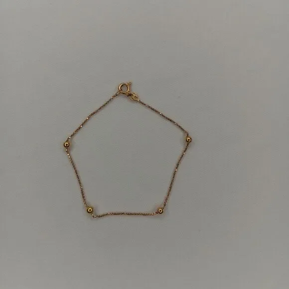 18K Yellow Gold Dainty 1mm Box Chain Bracelet Size 7.5 Inch 2.22g Lightweight